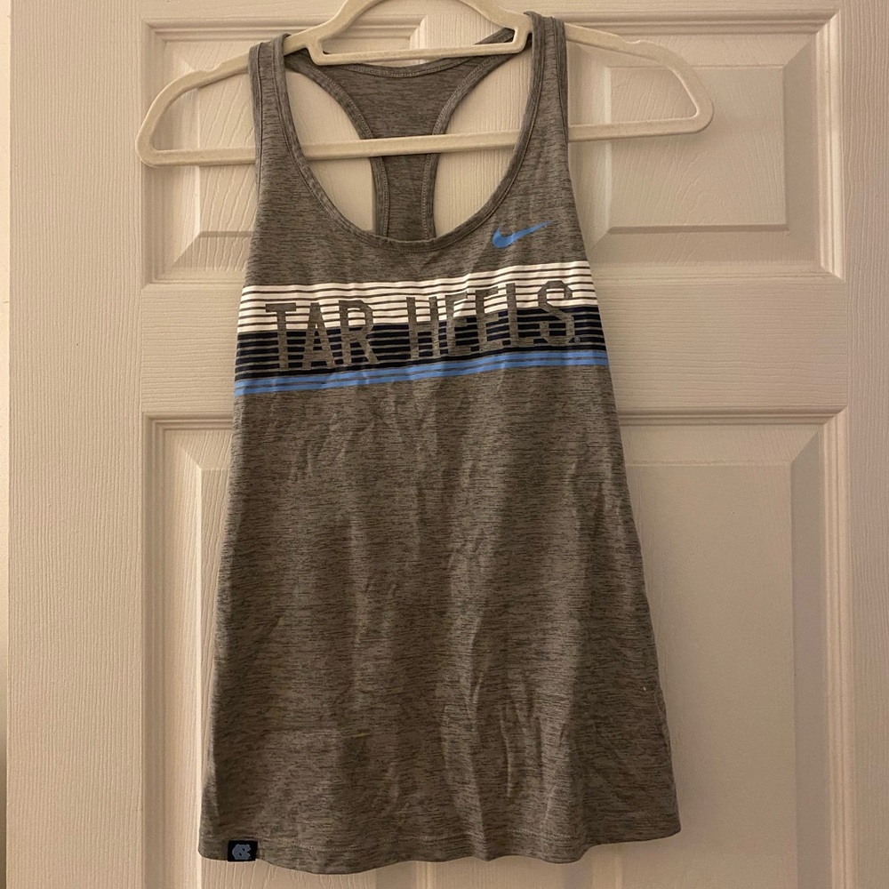 Nike Heather Gray UNC Tank with Stripes